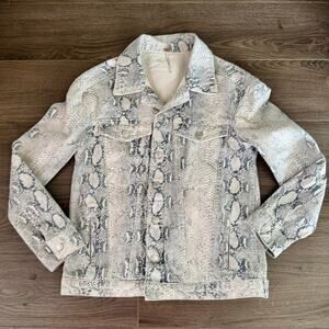 Free People Jacket Python Snake Denim Trucker Festival Gray womens XS
